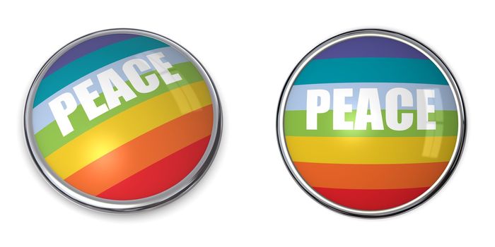 button style banner in 3D of pace/peace flag