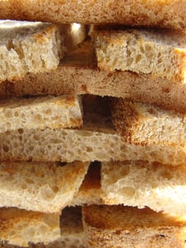 Slices of the dried black bread close up