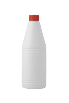 white bottle, cleaning product on white background