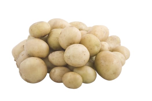 vegetarian food, new potatoes on white background