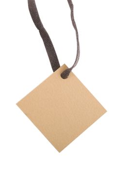 tan blank tag for products on white background 