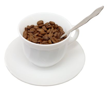 Saucer on cost cup pervaded coffee grain