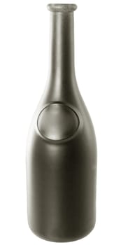Wine bottle from black glass on the white background