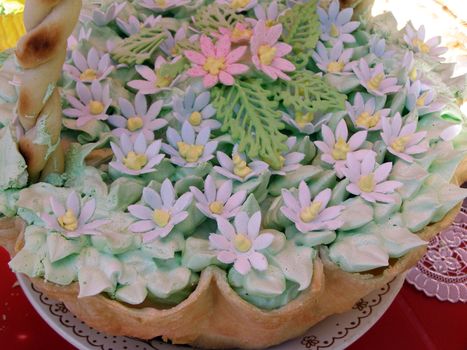 pie, which decorated with sweetnesses. 