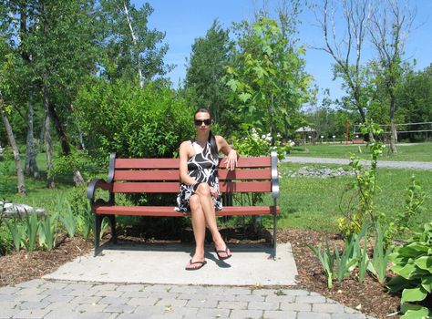 young woman on a bench