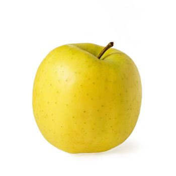 Ripe yellow apple isolated over white