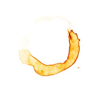 A coffee stain on a desk or paper isolated on white