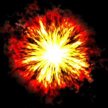 fiery explosion over black background