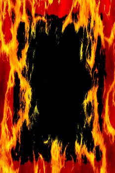 fire flames frame, isolated over black