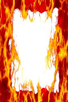 fire flames frame, isolated over white