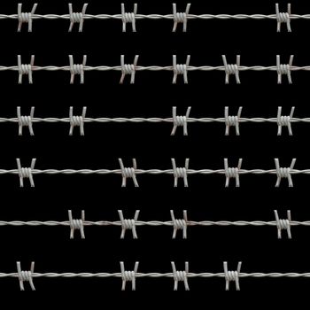 barbed wire isolated over black, tiles seamless as a pattern