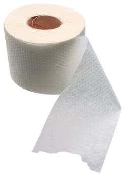 Roll of toilet paper on a white background