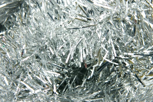 Christmas ornaments isolated on a tinsel