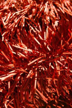 Christmas ornaments isolated on a tinsel