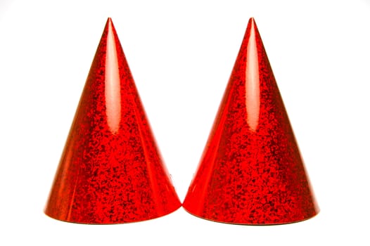 Party hats isolated against a white background