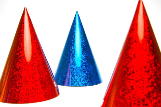 Party hats isolated against a white background