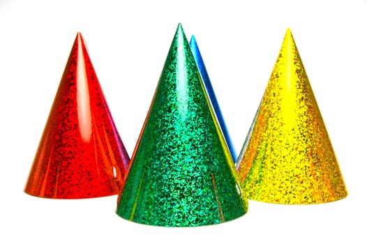 Party hats isolated against a white background