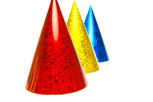 Party hats isolated against a white background