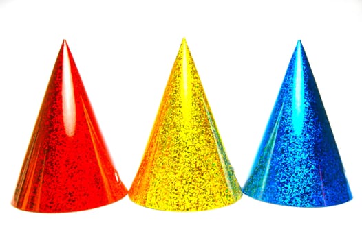 Party hats isolated against a white background