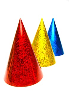 Party hats isolated against a white background