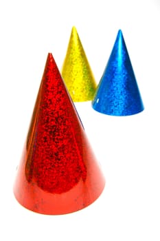 Party hats isolated against a white background