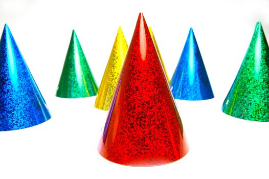 Party hats isolated against a white background