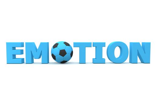 blue word Emotion with football/soccer ball replacing letter O