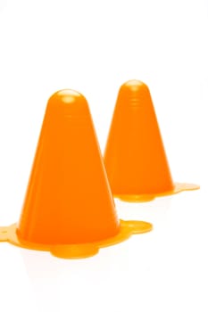 Witches hats isolated against a white background