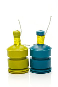 Party poppers isolated against a white background