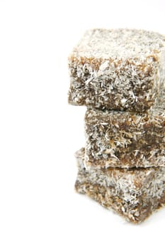 Lamingtons isolated against a white background