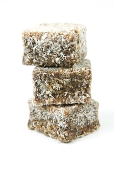 Lamingtons isolated against a white background