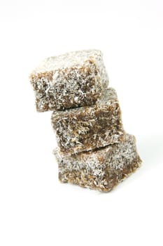 Lamingtons isolated against a white background