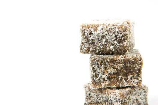 Lamingtons isolated against a white background