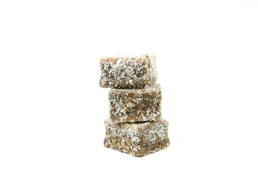 Lamingtons isolated against a white background