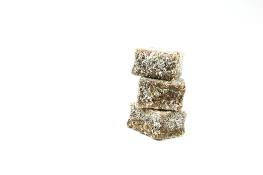 Lamingtons isolated against a white background