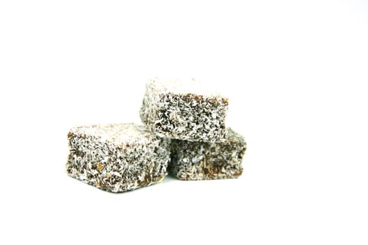 Lamingtons isolated against a white background