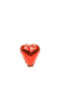 Chocolate love hearts isolated against a white background