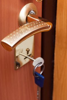 Door handle and secure lock in new apartment