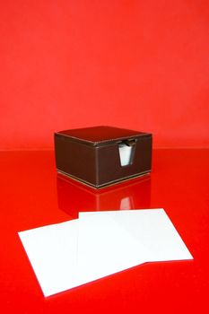 A note block isolated against a red background