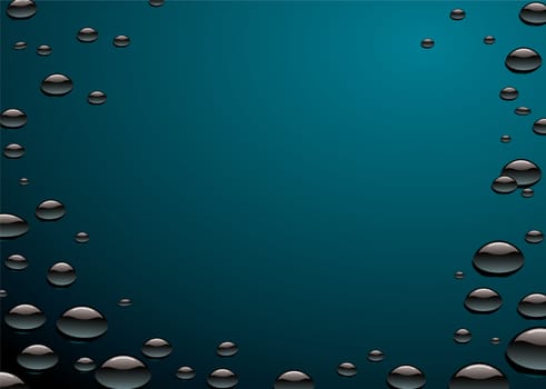 Water surface with oil slick pollution with water droplets