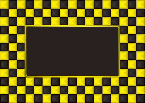 checkered gold and black picture frame with blank center