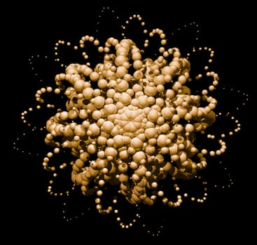 Abstract bubbles form on black background - 3d illustration