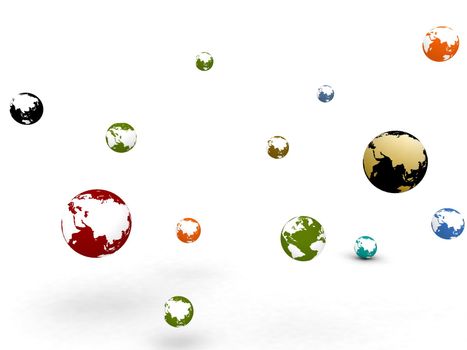 colorful globes rendered on an isolated white background

