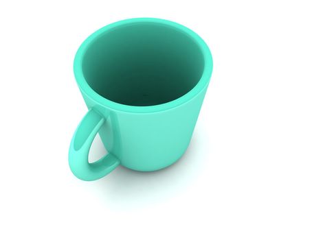 three dimensional green coffee mug on an isolated background

