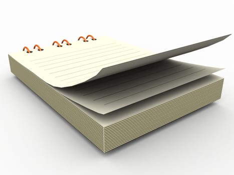 isolated three dimensional blank notepad