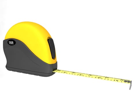 three dimensional measuring tape on an isolated white background

