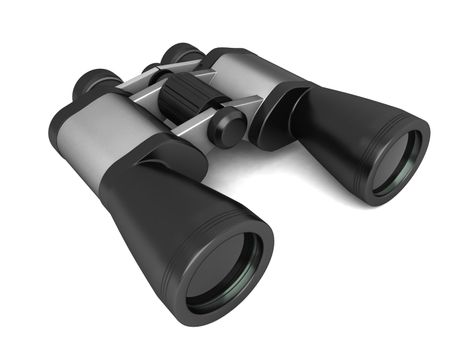 three dimensional binoculars on an isolated white background

