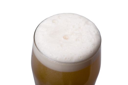 Full glass of beer. On a white background 