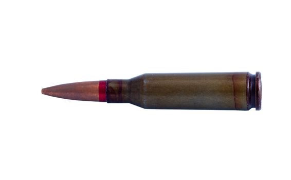 Cartridge of calibre of 5,45 mm on a white background