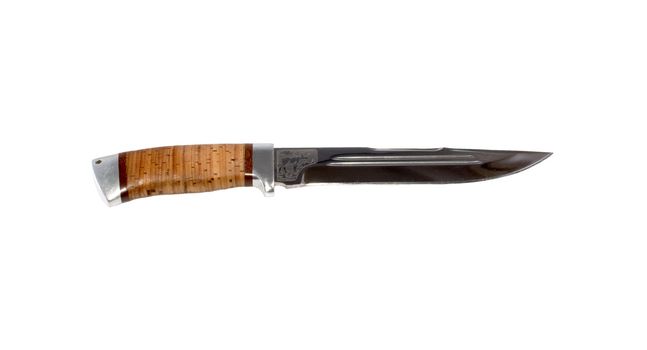 The big hunting knife on a white background
